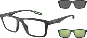 Emporio Armani Men's Ea4189u Universal Fit Prescription Eyewear Frames with Two Interchangeable Sun Clip-ons Rectangular