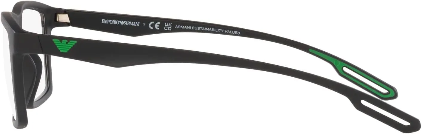 Emporio Armani Men's Ea4189u Universal Fit Prescription Eyewear Frames with Two Interchangeable Sun Clip-ons Rectangular