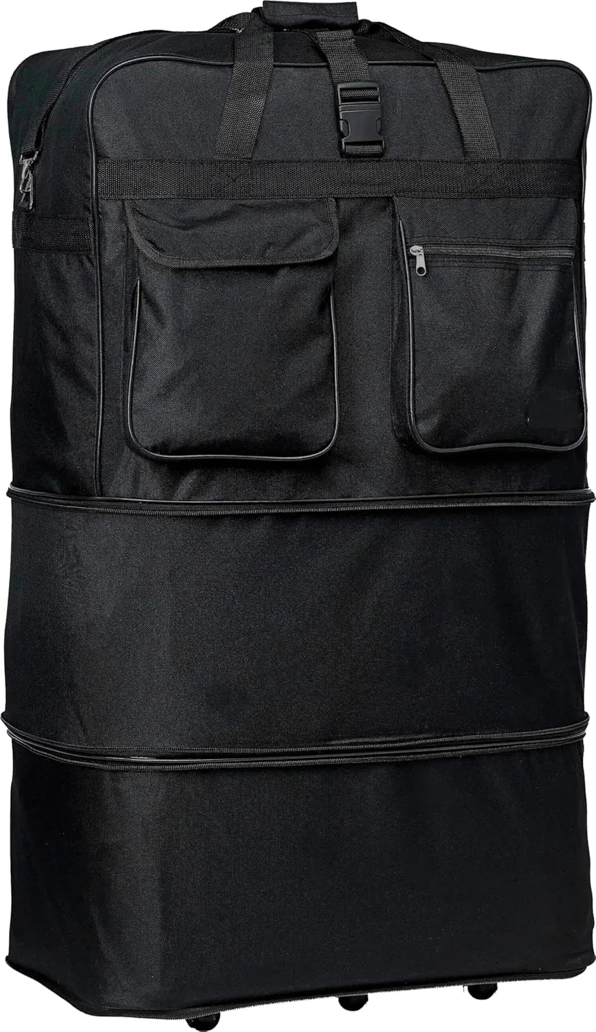 Eshion Expandable Rolling Duffle Bag Wheeled Spinner Suitcase Luggage,30/36/40 Inch (30 Inch, Black)
