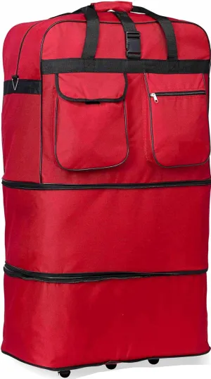 Eshion Expandable Rolling Duffle Bag Wheeled Spinner Suitcase Luggage,30/36/40 Inch (30 Inch, Red)