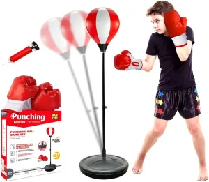 Everlast Kids Boxing Set with Stand, Adjustable Punching Bag for Boys & Girls Aged 3-10, Includes Boxing Gloves
