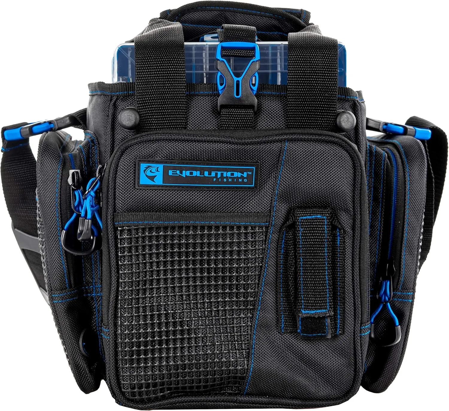 Evolution Outdoor Drift Series Topless Vertical Tackle Bag – Outdoor Rucksack w/ 5 Fishing Tackle Trays, Padded Handle and Shoulder Strap, Plier Holster, Tackle Carrying Case