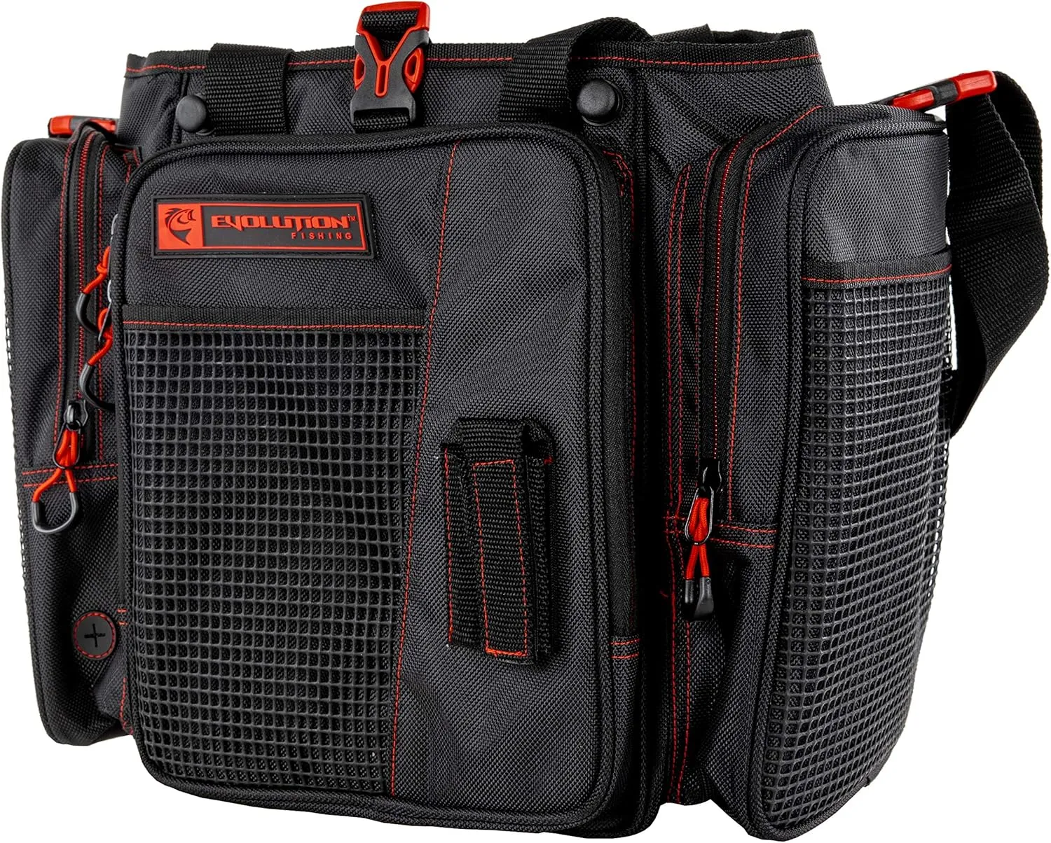 Evolution Outdoor Drift Series Topless Vertical Tackle Bag – Outdoor Rucksack w/ 5 Fishing Tackle Trays, Padded Handle and Shoulder Strap, Plier Holster, Tackle Carrying Case