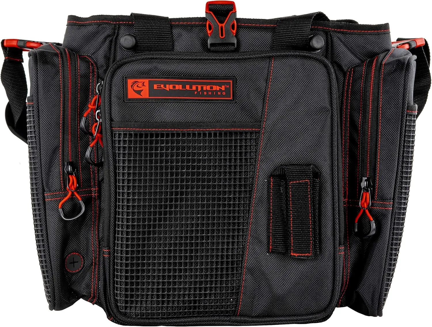 Evolution Outdoor Drift Series Topless Vertical Tackle Bag – Outdoor Rucksack w/ 5 Fishing Tackle Trays, Padded Handle and Shoulder Strap, Plier Holster, Tackle Carrying Case