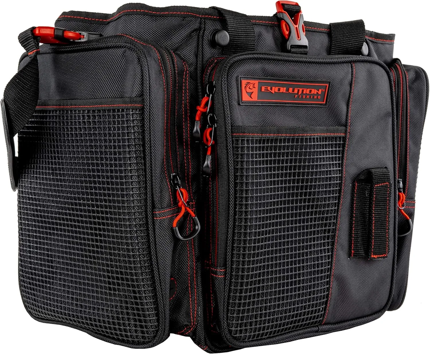 Evolution Outdoor Drift Series Topless Vertical Tackle Bag – Outdoor Rucksack w/ 5 Fishing Tackle Trays, Padded Handle and Shoulder Strap, Plier Holster, Tackle Carrying Case