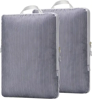 Extra Large Compression Packing Cubes for Checked Luggage, Lightweight Suitcase Organizers & Space Saver Bags - Travel Cubes for Packing - Travel Essentials - 2 Piece Set, X-Large - Grey Stripe