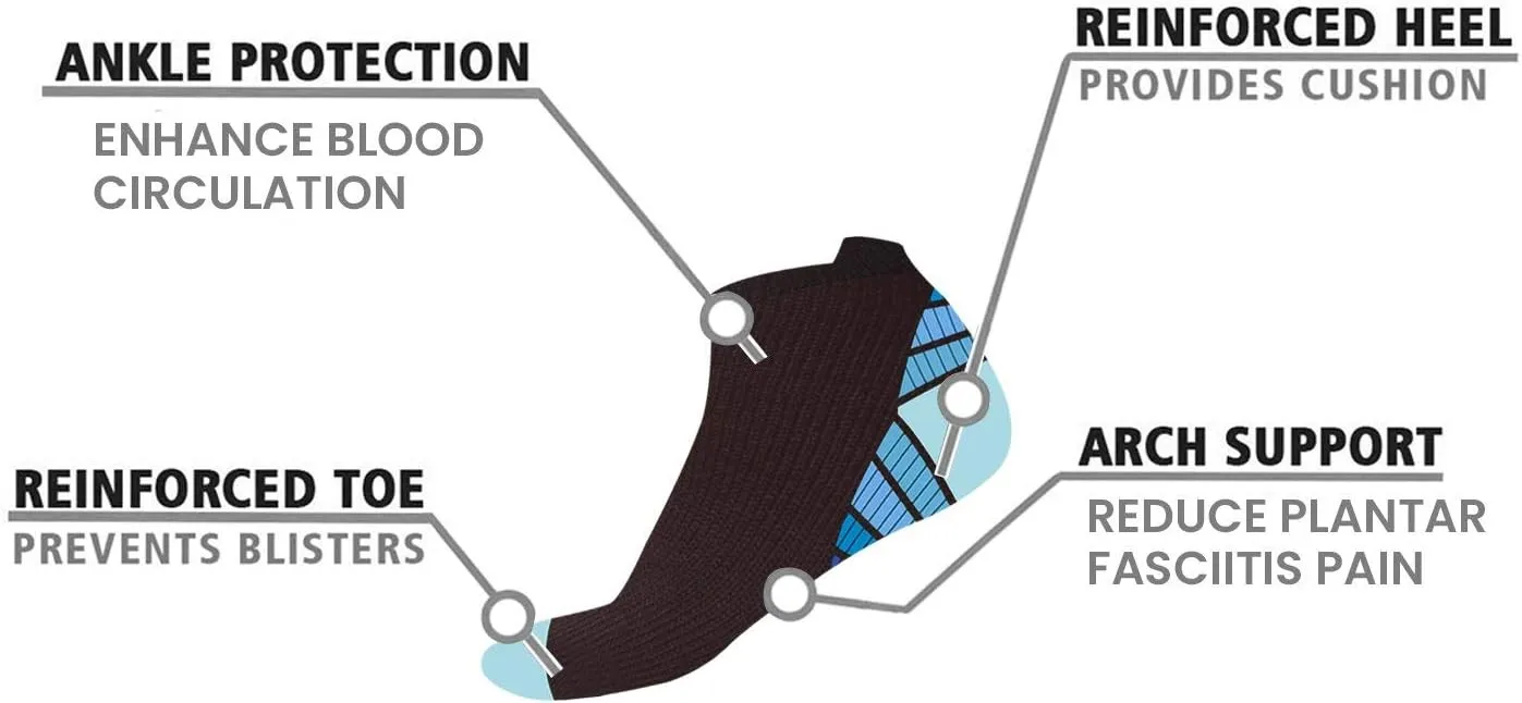 Extreme Fit Compression Socks - Ankle Performance Socks for Running and Athletics - 6 Pair
