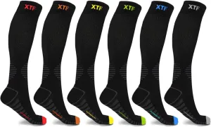 Extreme Fit Compression Socks Knee High - Made for Running, Athletics and Pregnancy - 6 Pair