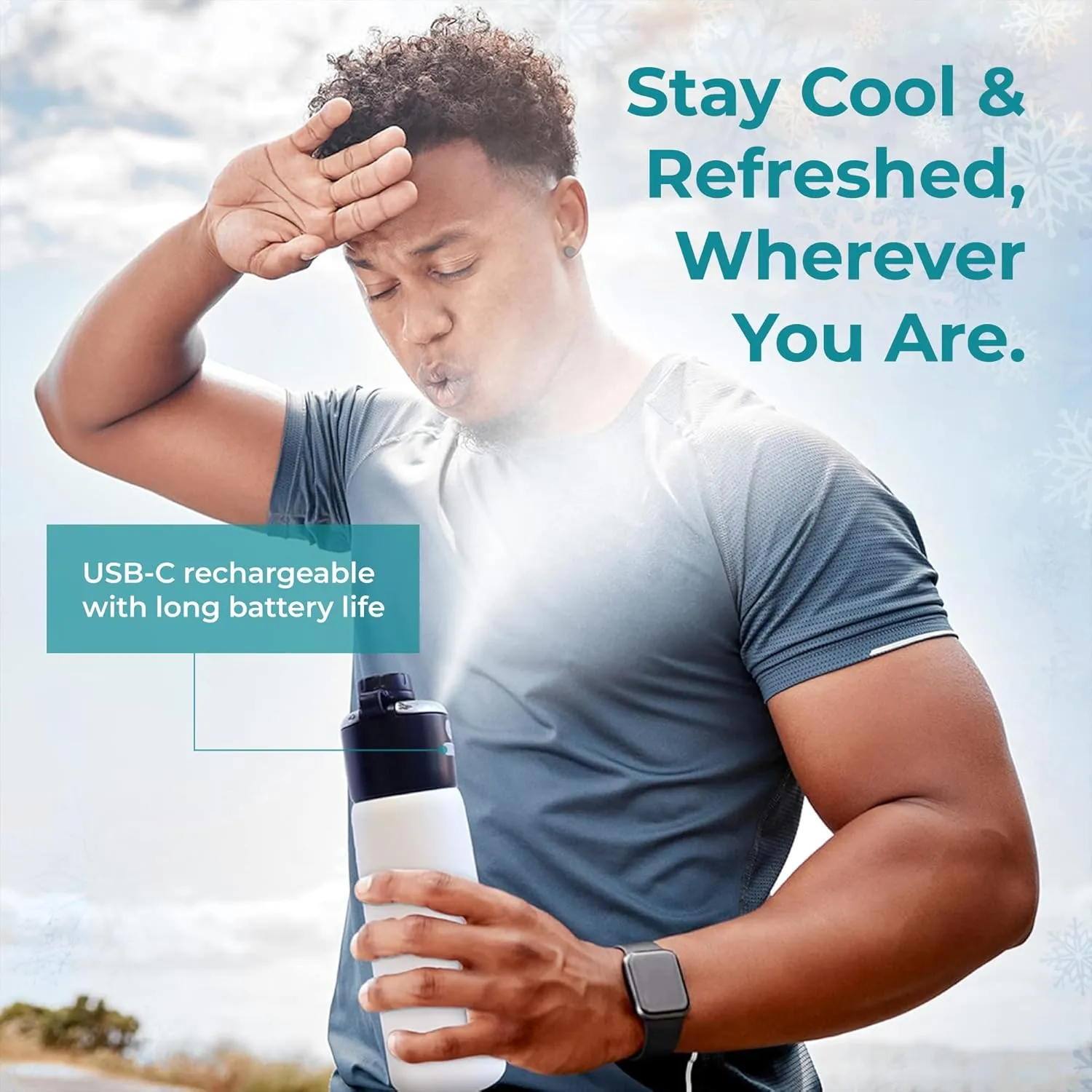 EXTREMEMIST GoMist Misting & Drinking Bottle | Rechargeable Mist & Sip Water Bottle | Quick Charge USB-C Port | 2-Speed Mist Function | Stainless-Steel Double Wall Insulation, 40 oz (Marine Teal)