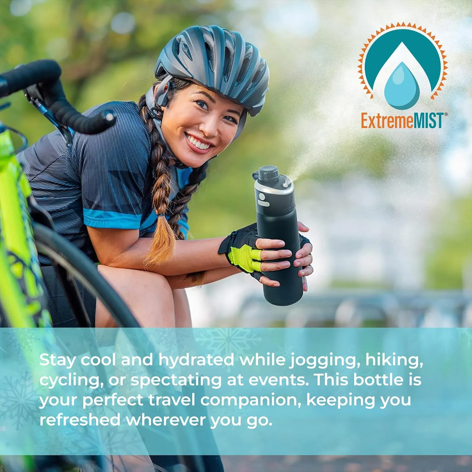 EXTREMEMIST GoMist Misting & Drinking Bottle | Rechargeable Mist & Sip Water Bottle | Quick Charge USB-C Port | 2-Speed Mist Function | Stainless-Steel Double Wall Insulation, 40 oz (Polar White)