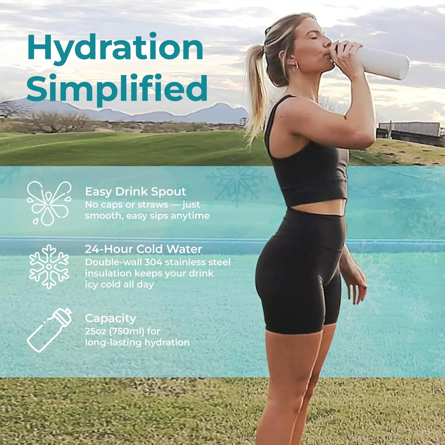 EXTREMEMIST GoMist Misting & Drinking Bottle | Rechargeable Mist & Sip Water Bottle | Quick Charge USB-C Port | 2-Speed Mist Function | Stainless-Steel Double Wall Insulation, 40 oz (Polar White)