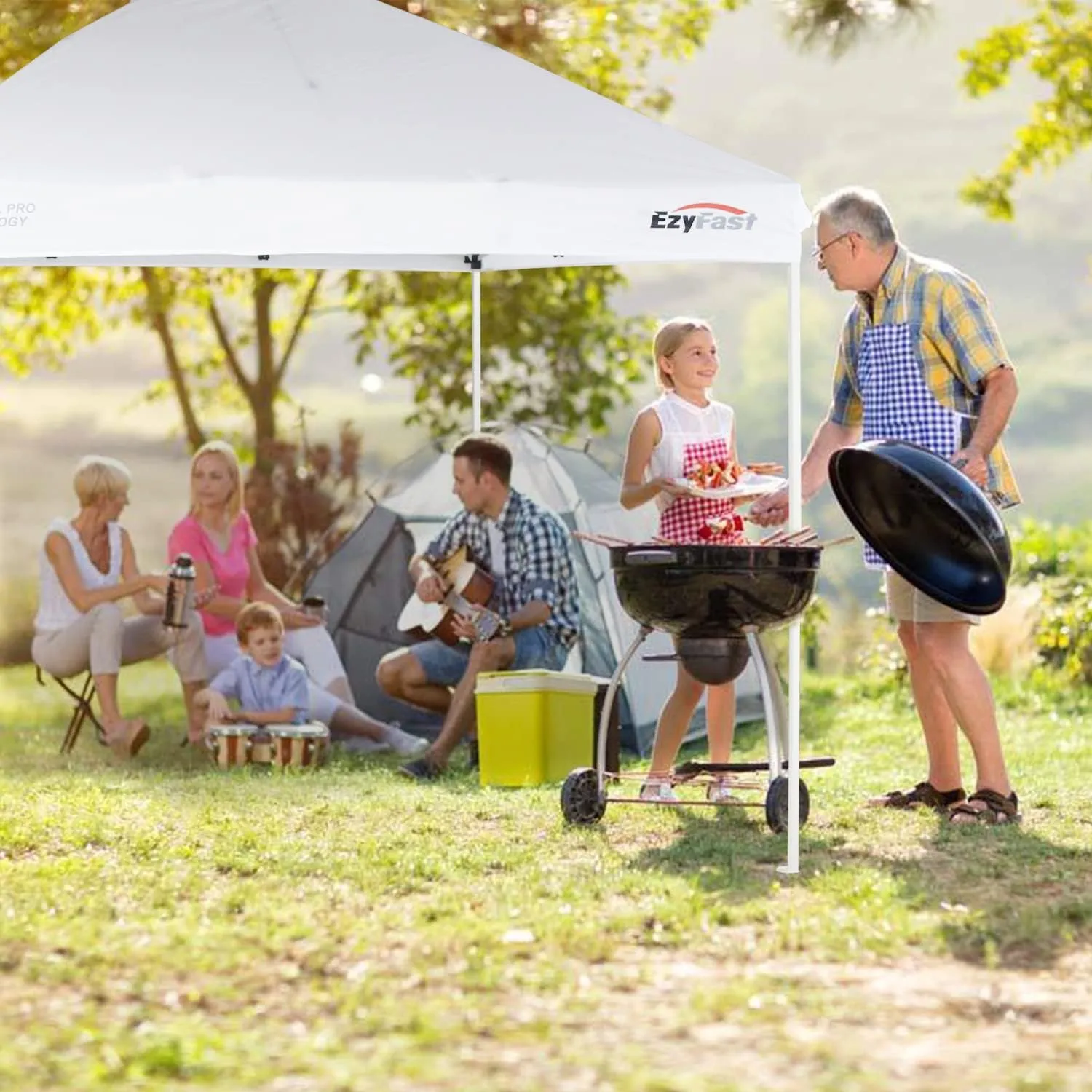 EzyFast Pro Commercial Pop Up Canopy Tent, Patented Umberlla Structure Instant Shelter, One Push Up Heavy Duty Portable Shade with Wheeled Carry Bag (10'x10', Commercial White)