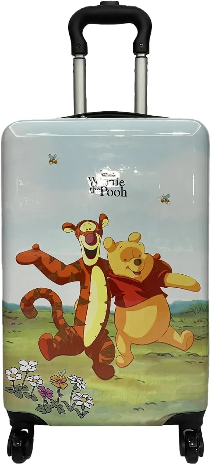 Fast Forward 20 Inches Winnie The Pooh Suitcase - Hard Sided Tween Spinner Travel Trolly Kids Suitcase For Boys With Wheels