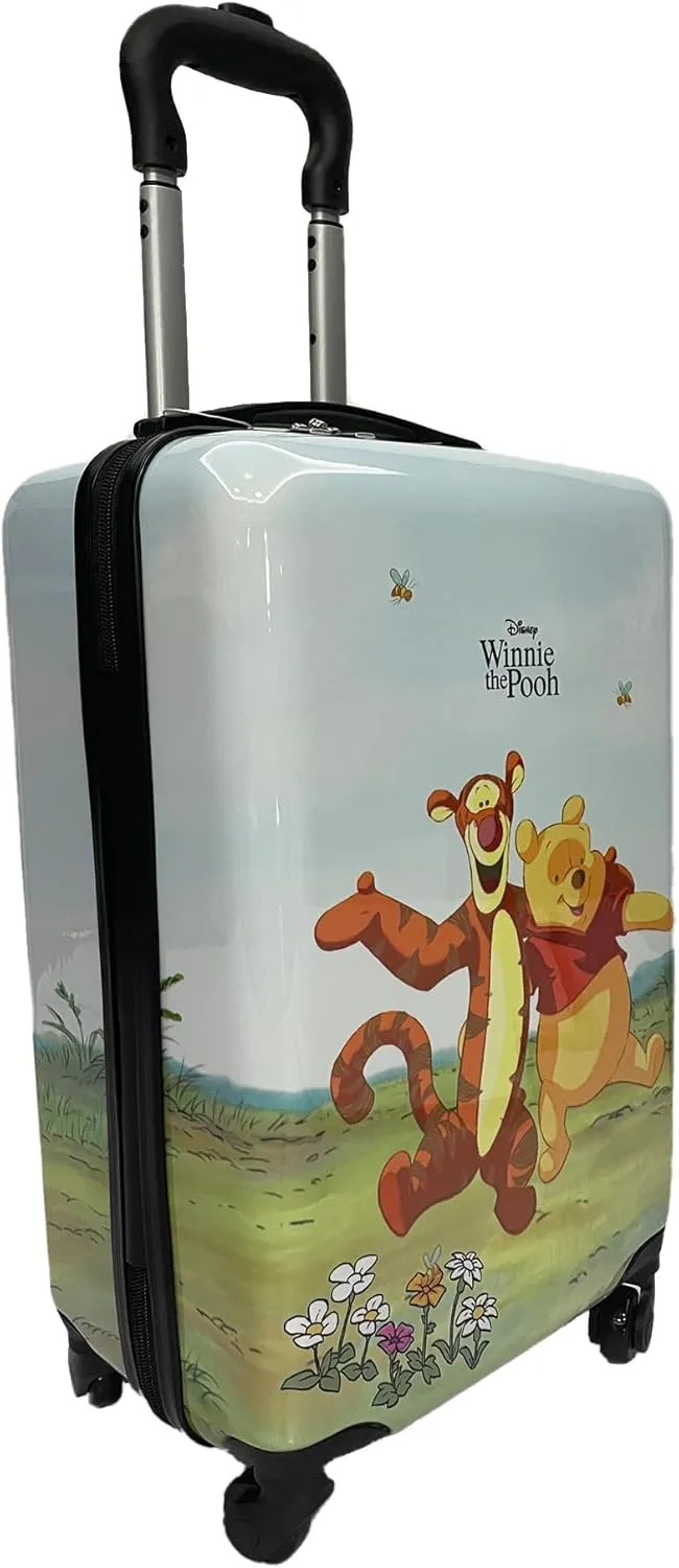 Fast Forward 20 Inches Winnie The Pooh Suitcase - Hard Sided Tween Spinner Travel Trolly Kids Suitcase For Boys With Wheels