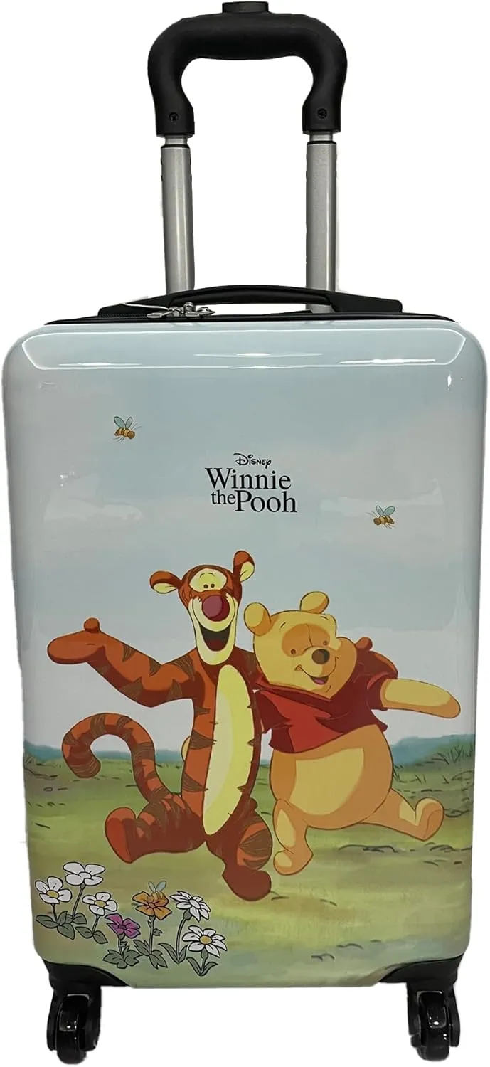 Fast Forward 20 Inches Winnie The Pooh Suitcase - Hard Sided Tween Spinner Travel Trolly Kids Suitcase For Boys With Wheels