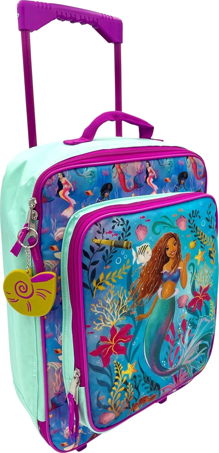 Fast Forward Kid's License 16" Soft Side Wheeled Pilot Case- Rolling Luggage (Little Mermaid)