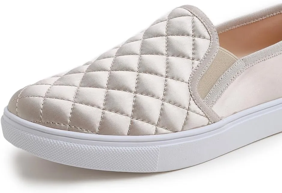 FEVERSOLE Women's Casual Slip On Sneaker Comfort Quilted Loafer Flats