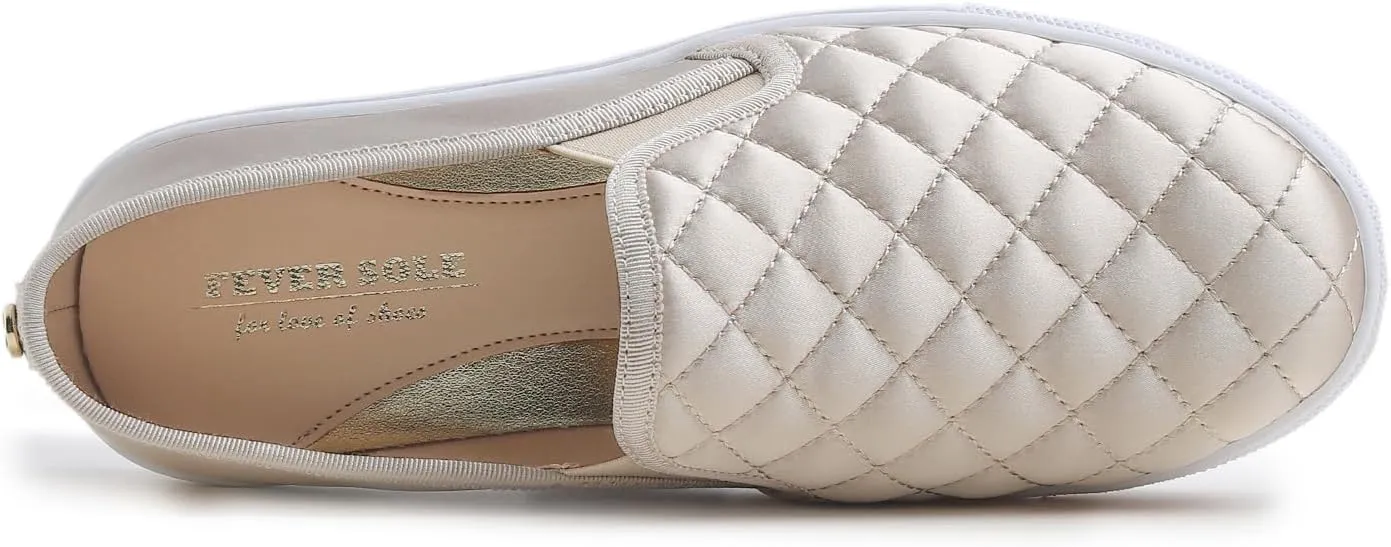 FEVERSOLE Women's Casual Slip On Sneaker Comfort Quilted Loafer Flats