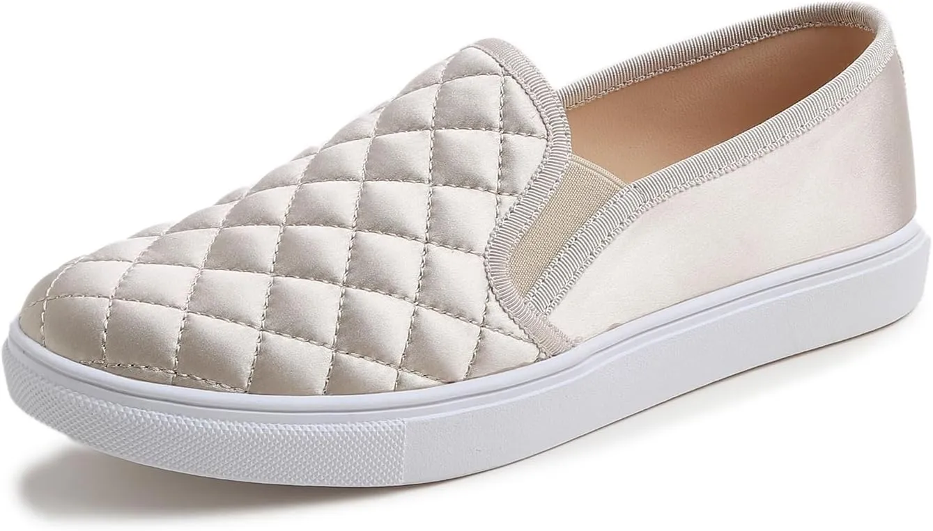 FEVERSOLE Women's Casual Slip On Sneaker Comfort Quilted Loafer Flats