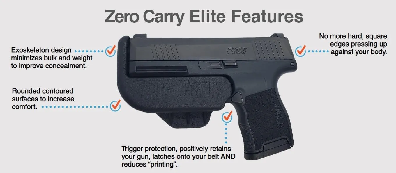 Fits SIG SAUER P365-XMACRO COMP (ported) & TACOPS (not ported) Zero Carry Elite IWB Holster 4 Concealed Carry. Invisible, Comfortable, & Secure. Lightweight & no Added Bulk