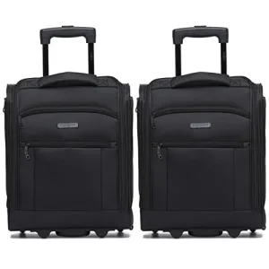 Flight Knight Set of 2 Luggage 45x36x20cm easyJet Underseat Carry On Non Priority Approved Cabin Suitcase - 2 Wheels - Ultra Lightweight Durable Soft Hand Case Textile