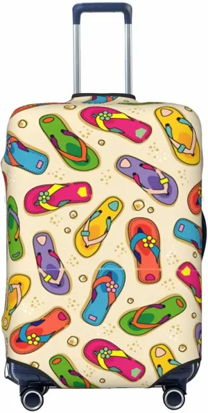 Flip Flops Beach Sand Travel Luggage Cover Fits 18-32 Inch Luggage, Elastic Suitcase Cover Protector with Concealed Zipper for Wheeled Suitcase Tsa Approved