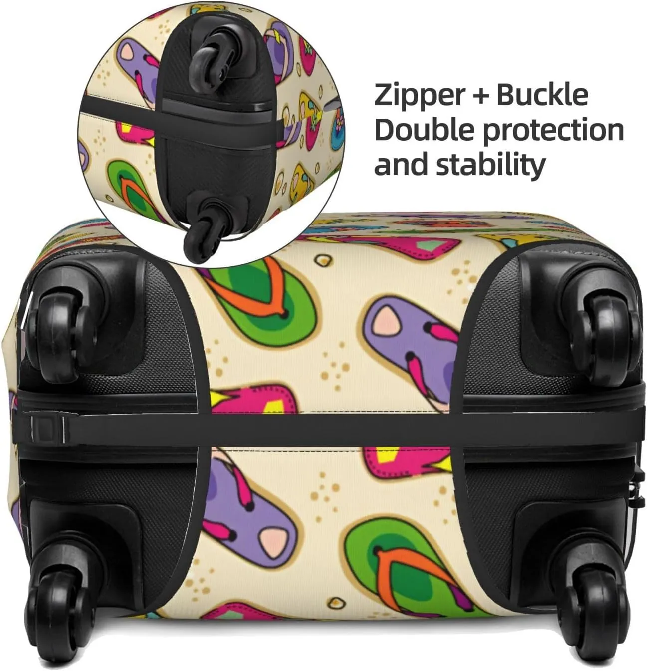 Flip Flops Beach Sand Travel Luggage Cover Fits 18-32 Inch Luggage, Elastic Suitcase Cover Protector with Concealed Zipper for Wheeled Suitcase Tsa Approved