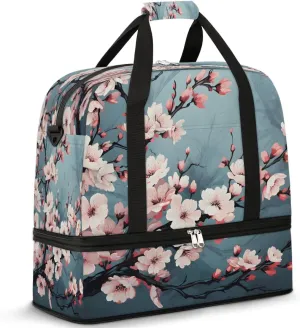 Flowers Dreams Travel Duffel Bag, Travel Essentials, Gym Bag for Women, Weekender Overnight Bag With Shoes Compartment, Carry On Bags for Airplanes