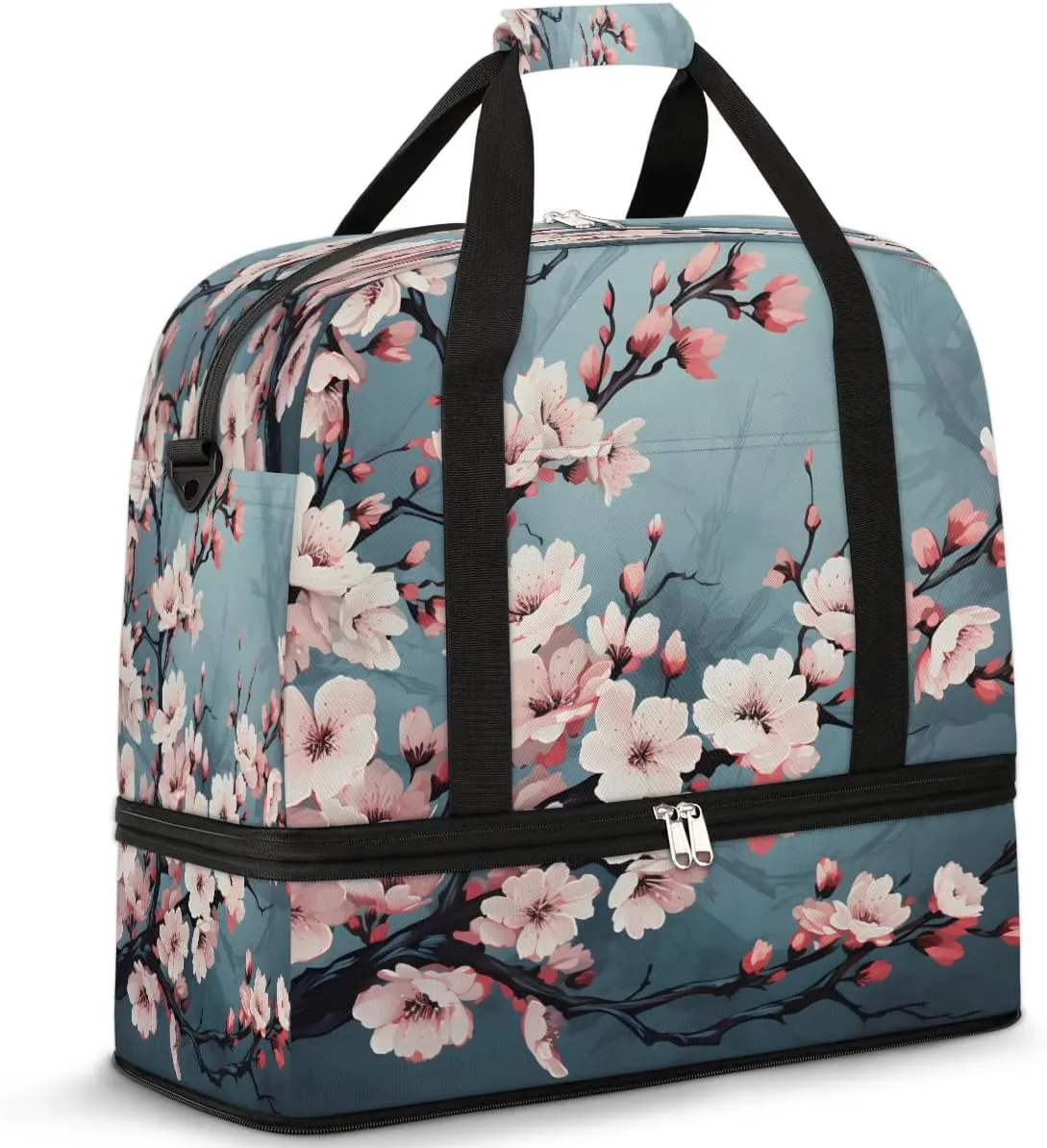 Flowers Dreams Travel Duffel Bag, Travel Essentials, Gym Bag for Women, Weekender Overnight Bag With Shoes Compartment, Carry On Bags for Airplanes