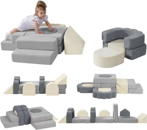 Foam Climbing Toys for Toddlers, 13pcs Climb and Crawl Activity Playset, Soft Play Climbing Blocks for Toddlers, Indoor Crawling Sliding Toys, High-Density Foam Play Structures for Playroom