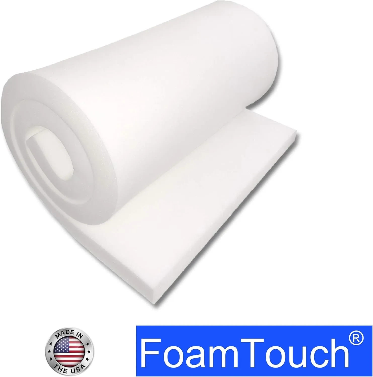 FoamTouch Upholstery Foam 2" x 24" x 72" High Density Cushion, white
