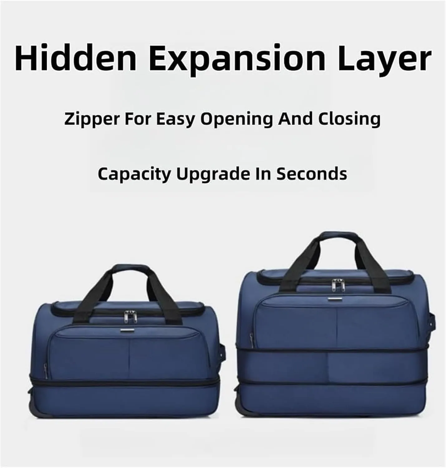 Foldable Extra Large Sport Bag，Waterproof Lightweight Traveling Suitcase，Telescopic Handle Suitcase With Directional Wheels Rolling Travel Bag,for Women Men(Gray)