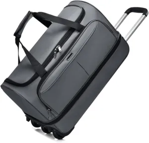 Foldable Extra Large Sport Bag，Waterproof Lightweight Traveling Suitcase，Telescopic Handle Suitcase With Directional Wheels Rolling Travel Bag,for Women Men(Gray)