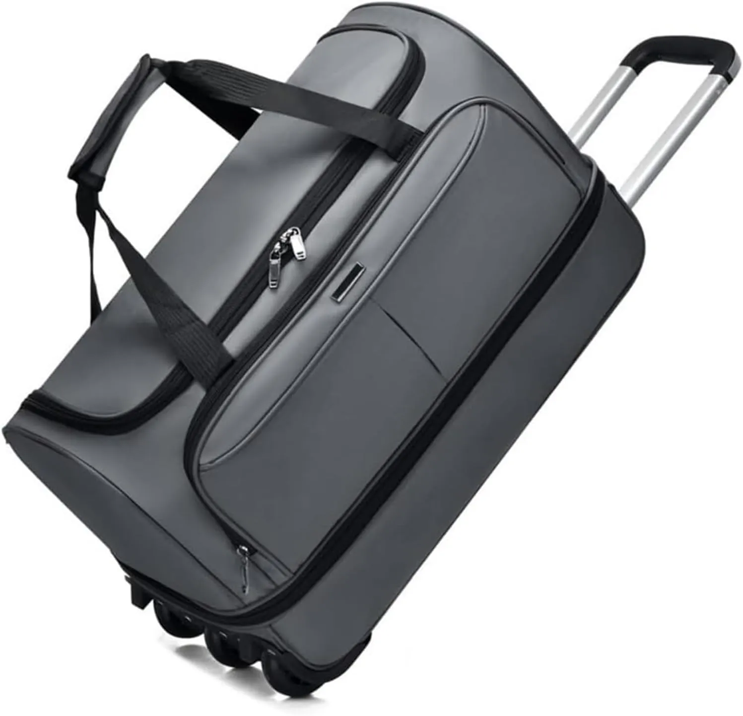 Foldable Extra Large Sport Bag，Waterproof Lightweight Traveling Suitcase，Telescopic Handle Suitcase With Directional Wheels Rolling Travel Bag,for Women Men(Gray)