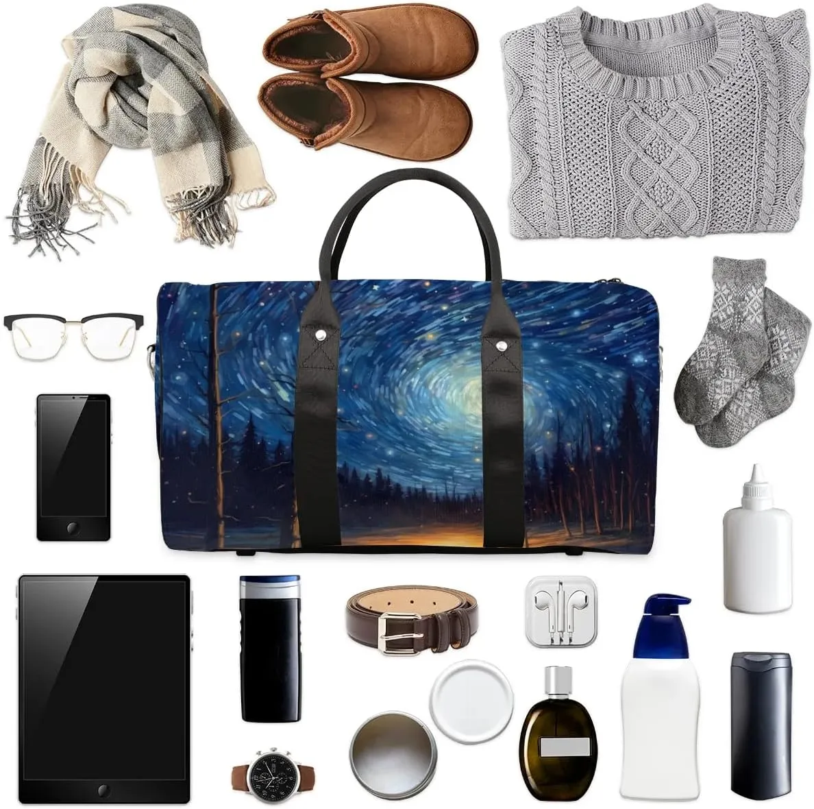 Foldable Travel Bag Abstract Night Sky Lightweight Carry On Bags for Airplanes Waterproof Travel Duffle Bag For Gym Weekend Overnight