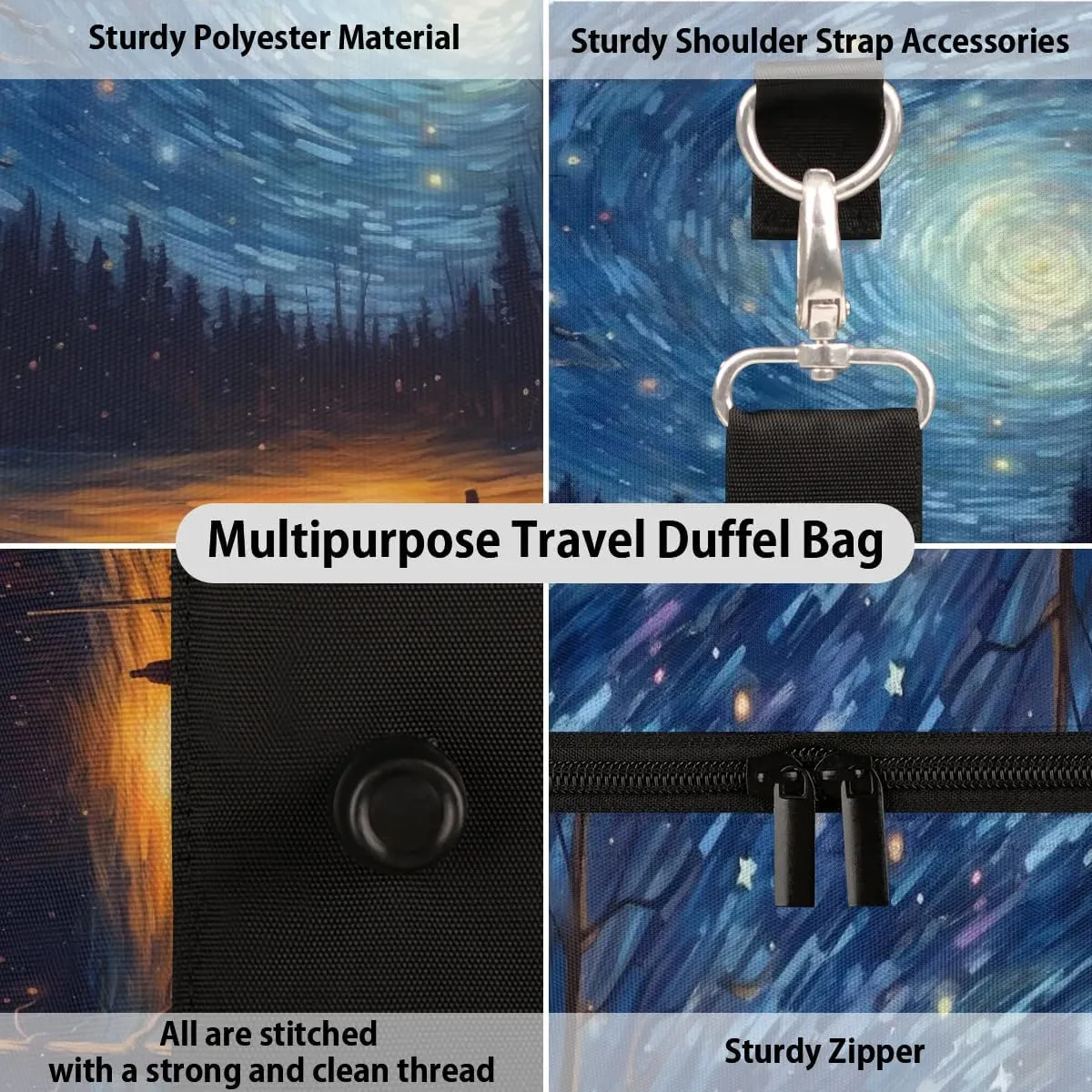 Foldable Travel Bag Abstract Night Sky Lightweight Carry On Bags for Airplanes Waterproof Travel Duffle Bag For Gym Weekend Overnight