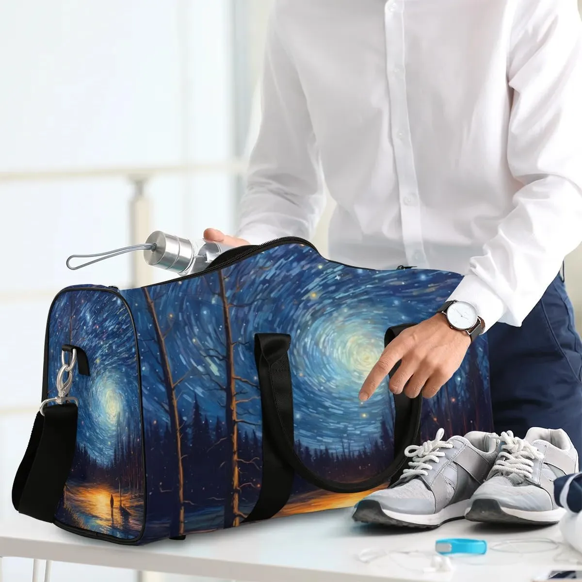 Foldable Travel Bag Abstract Night Sky Lightweight Carry On Bags for Airplanes Waterproof Travel Duffle Bag For Gym Weekend Overnight