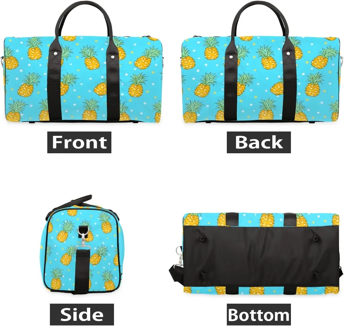 Foldable Travel Bag Cute Pineapples Lightweight Carry On Bags for Airplanes Waterproof Travel Duffle Bag For Gym Weekend Overnight