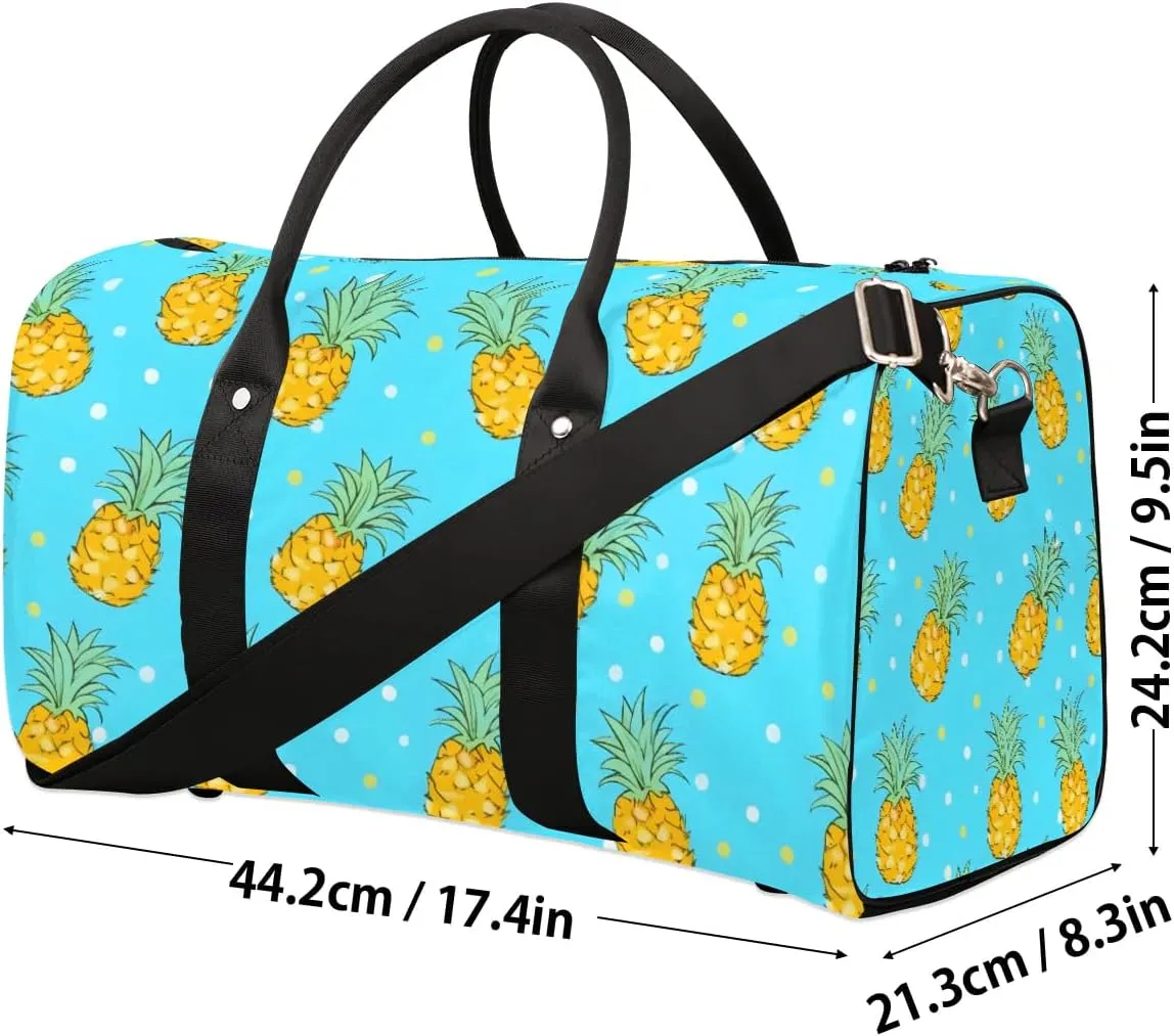 Foldable Travel Bag Cute Pineapples Lightweight Carry On Bags for Airplanes Waterproof Travel Duffle Bag For Gym Weekend Overnight