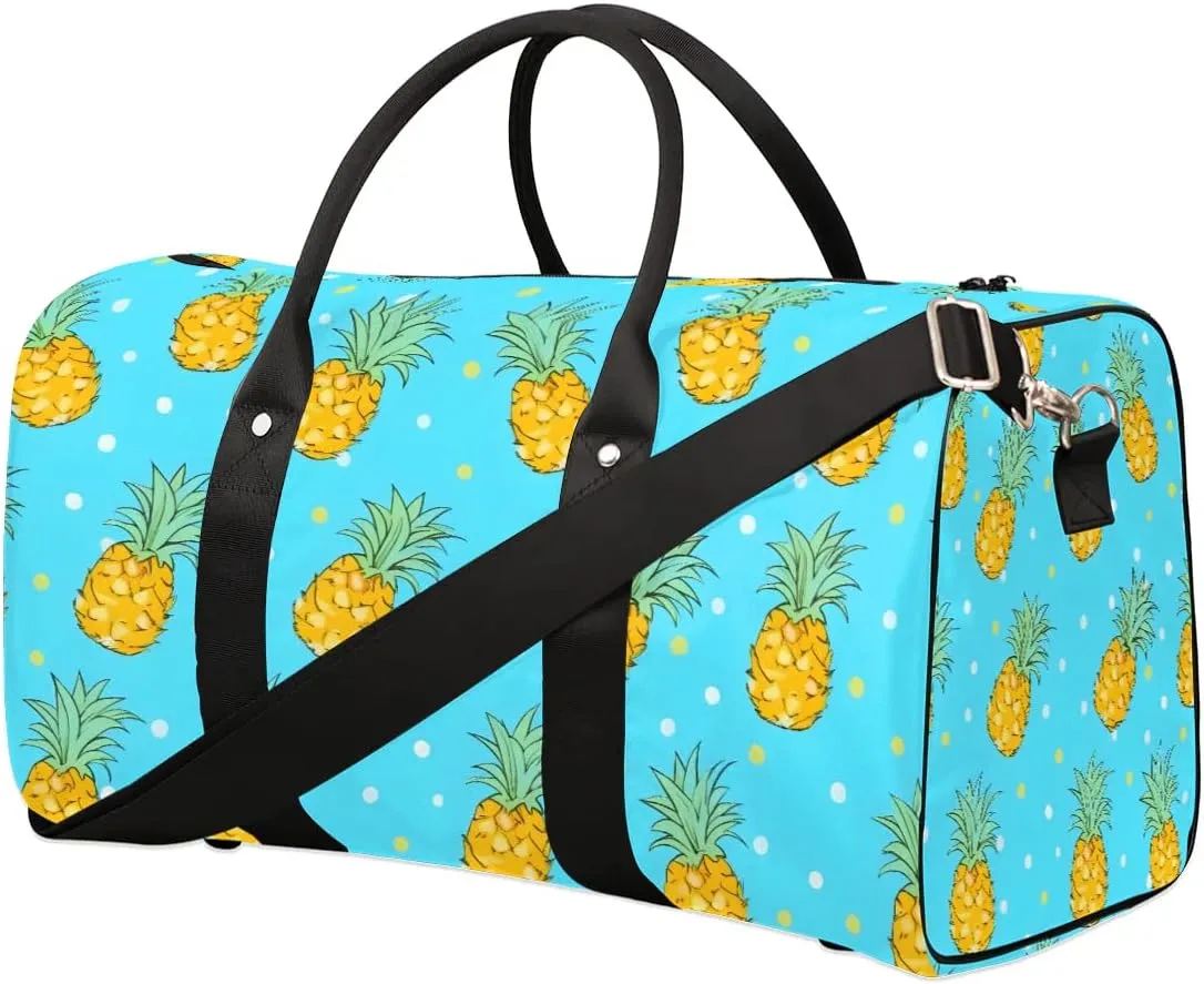 Foldable Travel Bag Cute Pineapples Lightweight Carry On Bags for Airplanes Waterproof Travel Duffle Bag For Gym Weekend Overnight