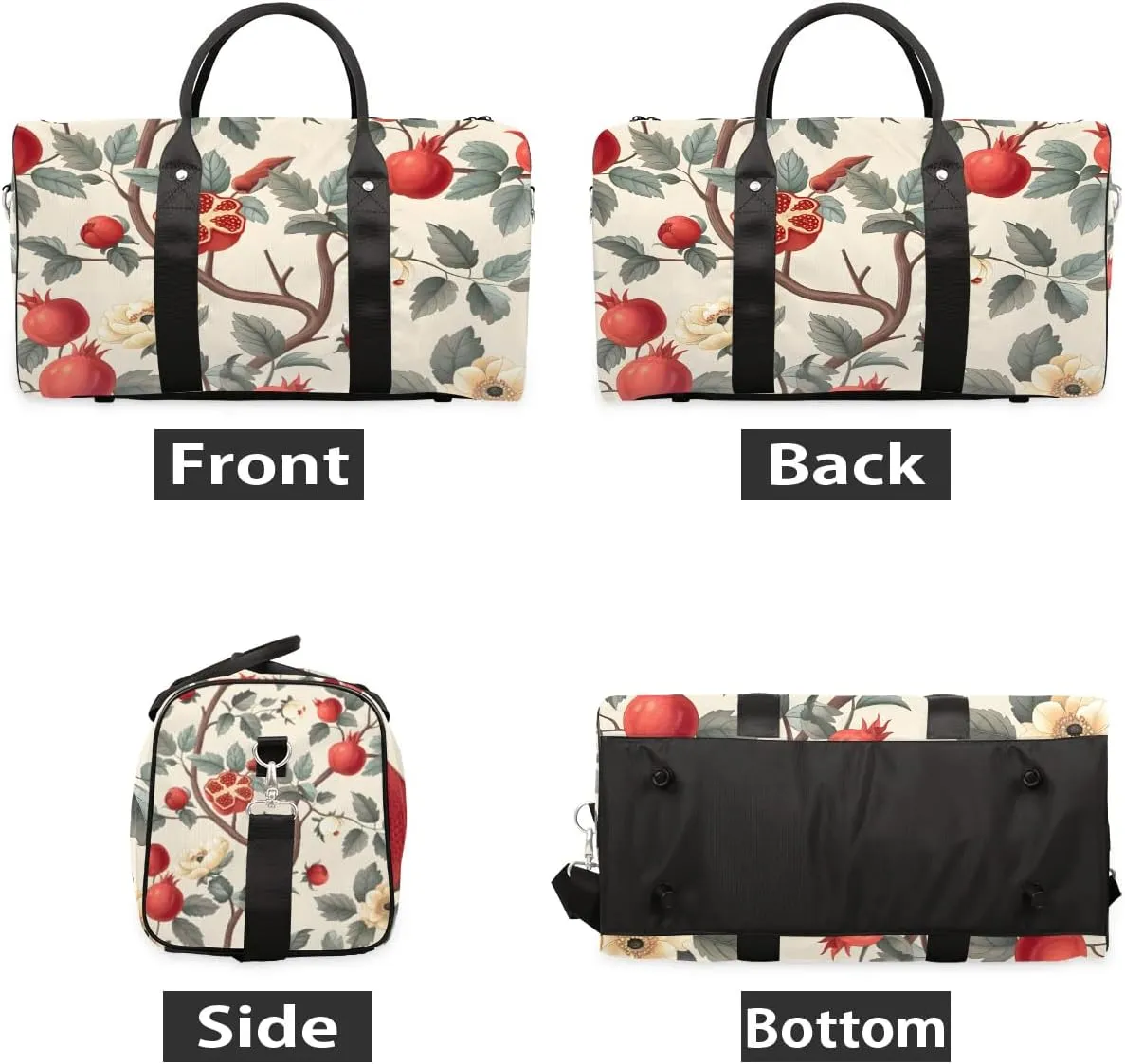 Foldable Travel Bag Pomegranate Tree Flower Lightweight Carry On Bags for Airplanes Waterproof Travel Duffle Bag For Gym Weekend Overnight