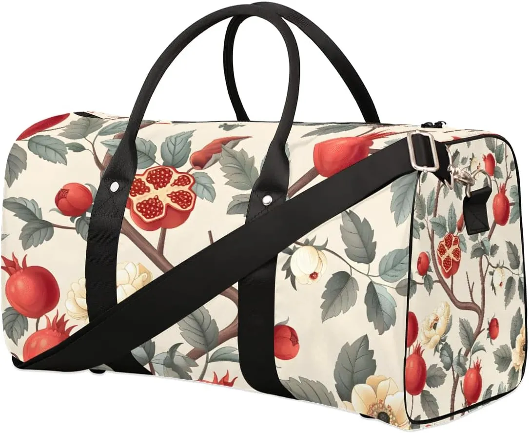 Foldable Travel Bag Pomegranate Tree Flower Lightweight Carry On Bags for Airplanes Waterproof Travel Duffle Bag For Gym Weekend Overnight