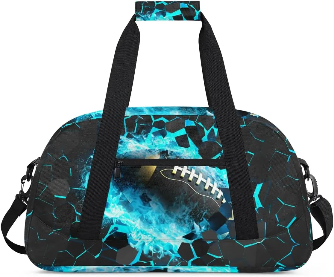 Football Kids Duffle Bag, Overnight Weekender Bag Travel Duffle Bag Carry-On Tote for Swim Sport Gym Bag for Boys Girls