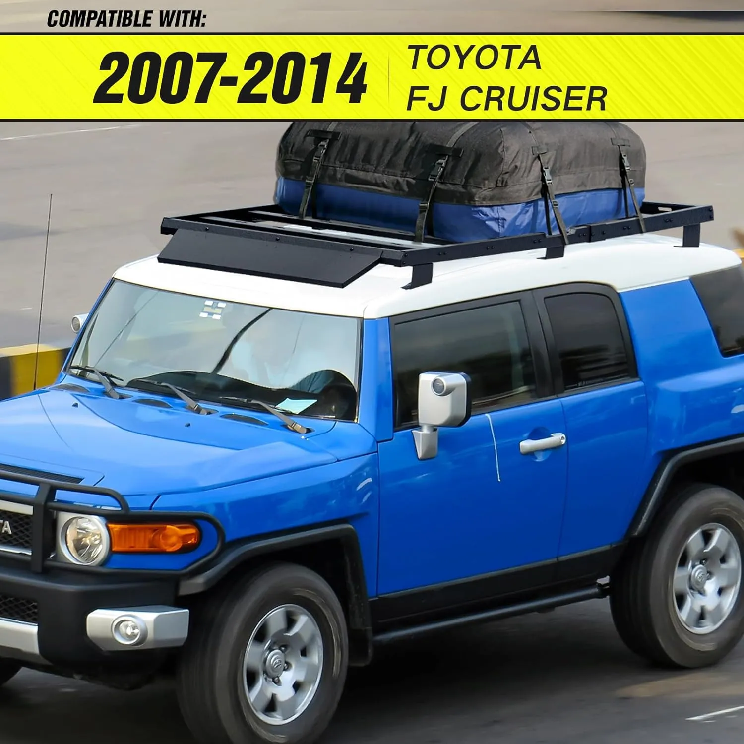 for FJ Roof Rack Cargo Basket Compatible with 2007 2008 2009 2010 2011 2012 2013 2014 Toyota FJ Cruiser, Truck Rooftop Cargo Carrier Top Luggage Storage Holder