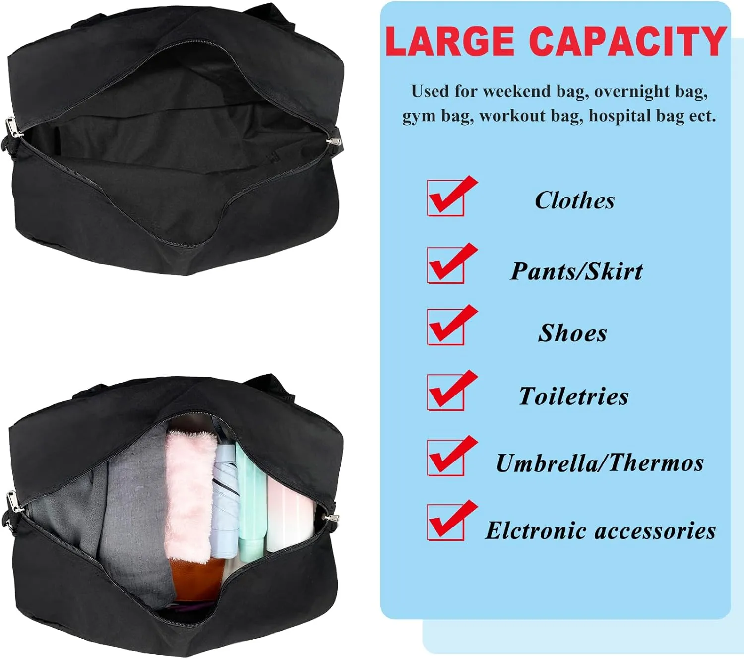 For Spirit Airlines Personal Item Bag 18x14x8 Foldable Carry on Bags for Airplanes Travel Duffel Bags for Women and Men
