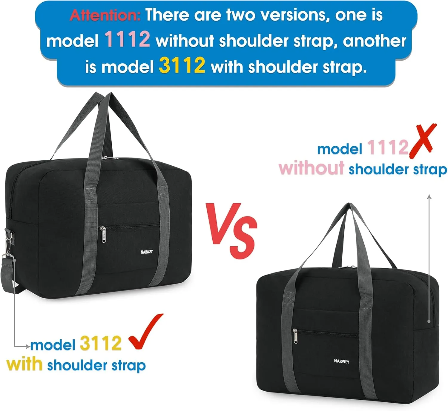 For Spirit Airlines Personal Item Bag 18x14x8 Foldable Travel Duffel Bag Tote Carry on Luggage Duffle Overnight for Women and Men