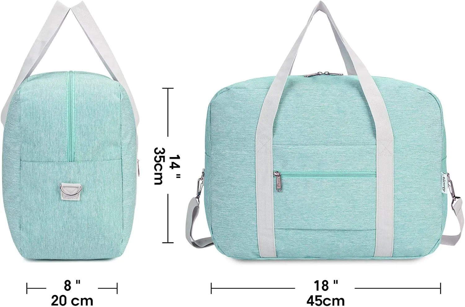 For Spirit Airlines Personal Item Bag 18x14x8 Foldable Travel Duffel Bag Tote Duffle Carry on Luggage for Women 30L (Mint Green)