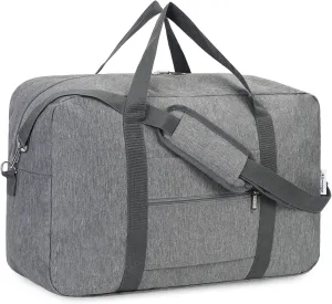 For Spirit Airlines Personal Item Bag 18x14x8 Foldable Travel Duffel Bag Tote Duffle Carry on Luggage for Women and Men 30L (Grey (With Shoulder Strap))