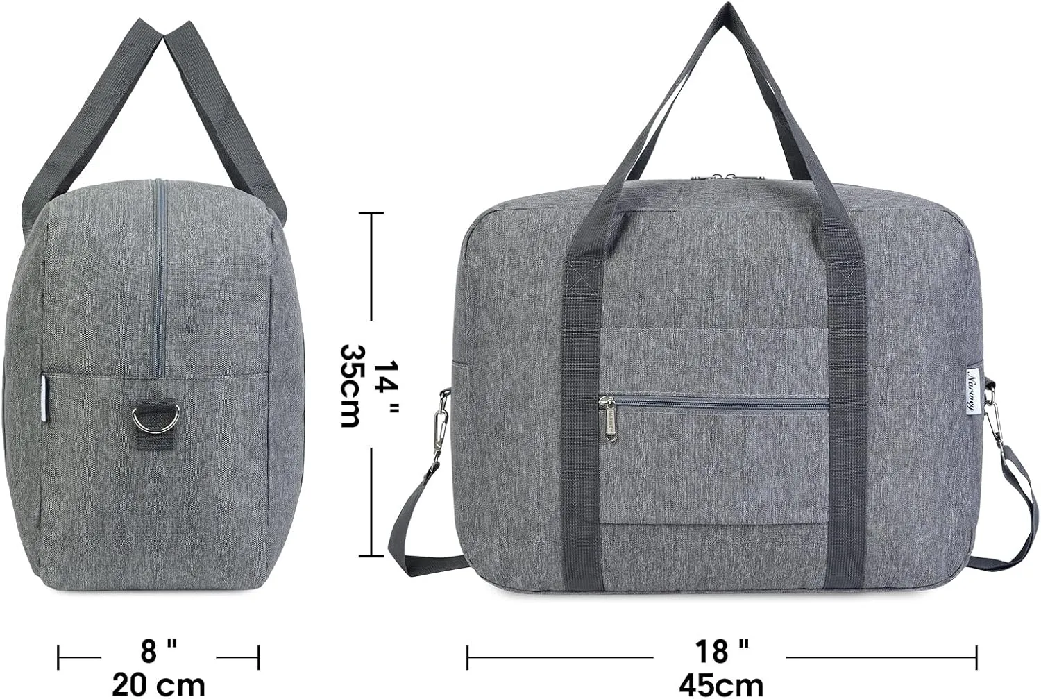 For Spirit Airlines Personal Item Bag 18x14x8 Foldable Travel Duffel Bag Tote Duffle Carry on Luggage for Women and Men 30L (Grey (With Shoulder Strap))