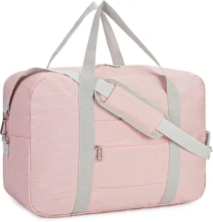For Spirit Airlines Personal Item Bag 18x14x8 Foldable Travel Duffel Bag Tote Duffle Carry on Luggage for Women and Men 30L (Pink (With Shoulder Strap))